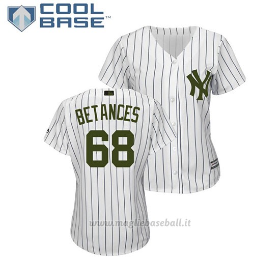Maglia Baseball Donna New York Yankees Dellin Betances 2018 Dia de los Caidos Cool Base Bianco